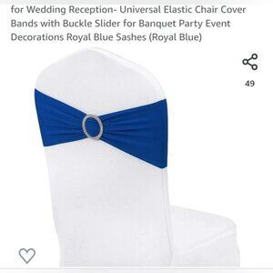 Set of bright blue stretchy chair sash slip cover special occasion decoration